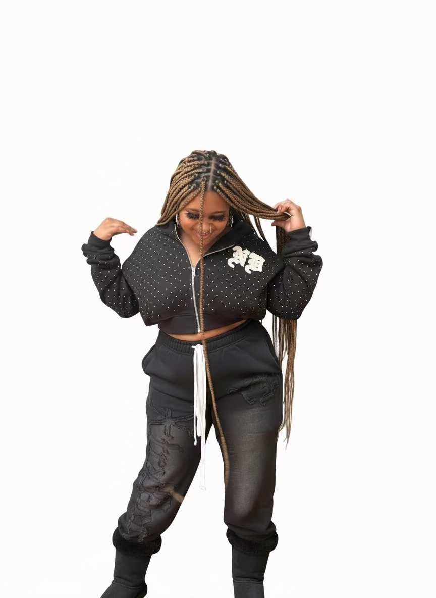 Iced Out "Midnight Bling" Crop Hoodie