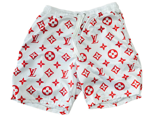 Custom Shorts White/Red