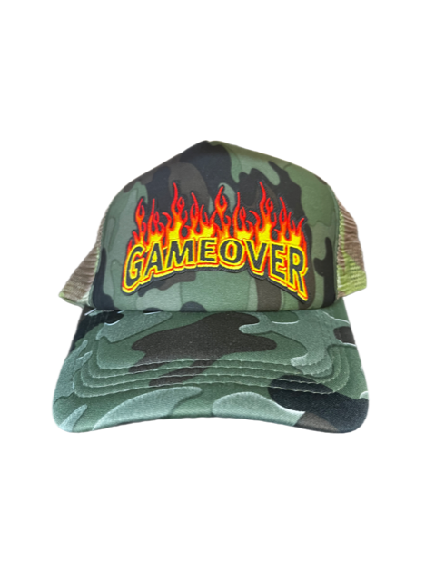 GAME OVER CAMO TRUCKER HAT