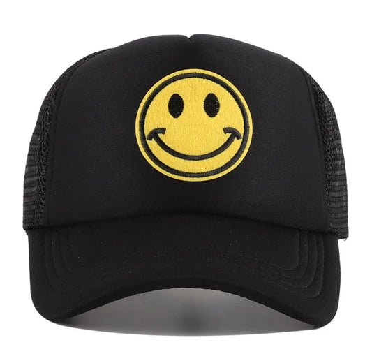 Black Smiley Face Trucker Hat