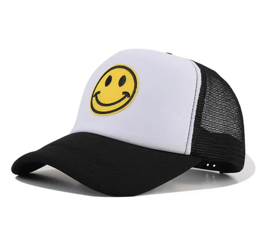 White Smiley Face Trucker Hat